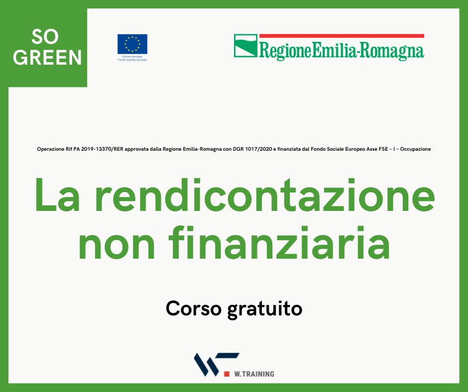 La rendicontazione non finanziaria – Corso di formazione finanziato da Regione ER e Fondo UE